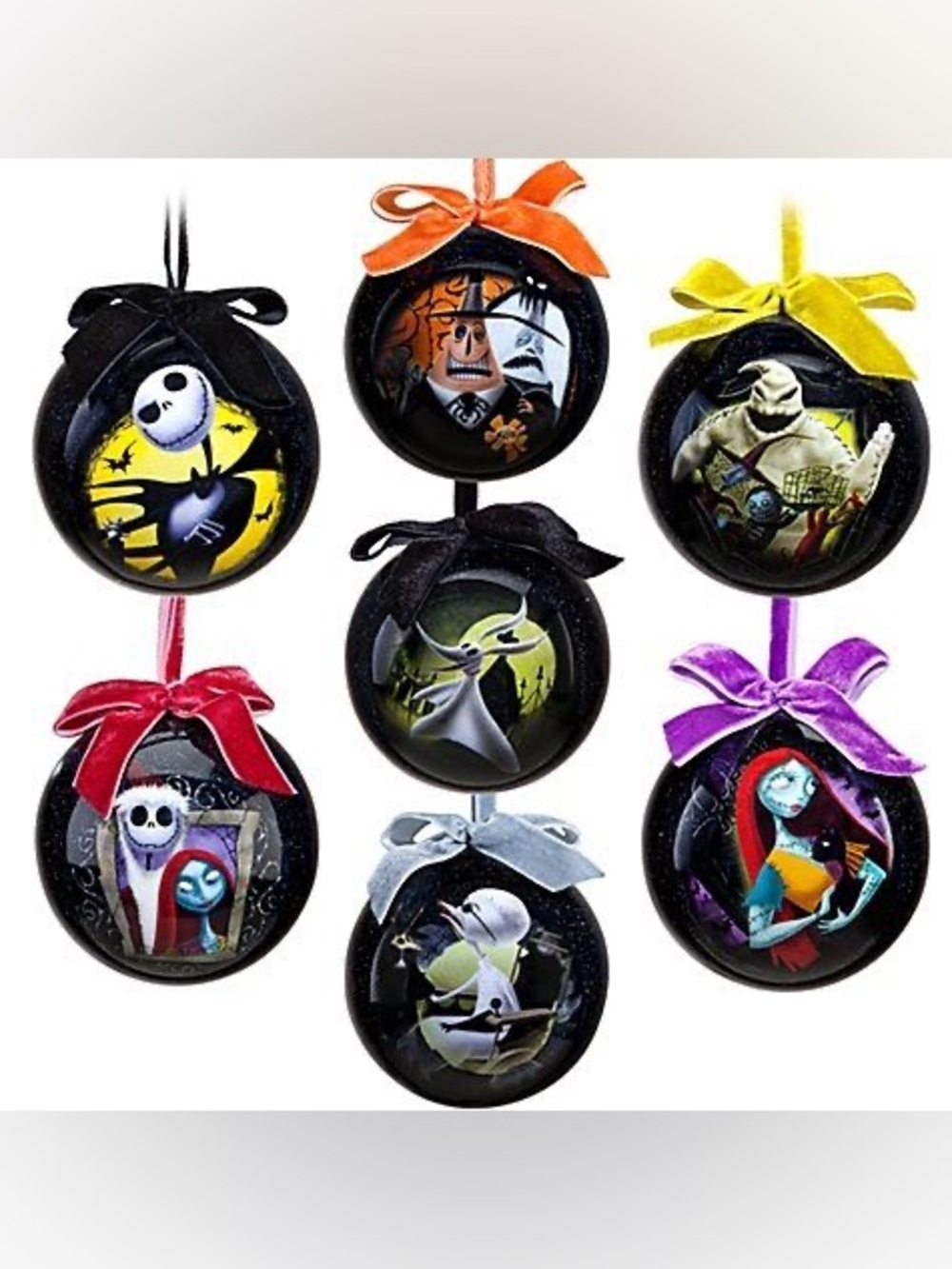 Nightmare Before Christmas Ornament Set - 7 Holiday Baubles